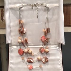 3 tier corals creams and peach with silver